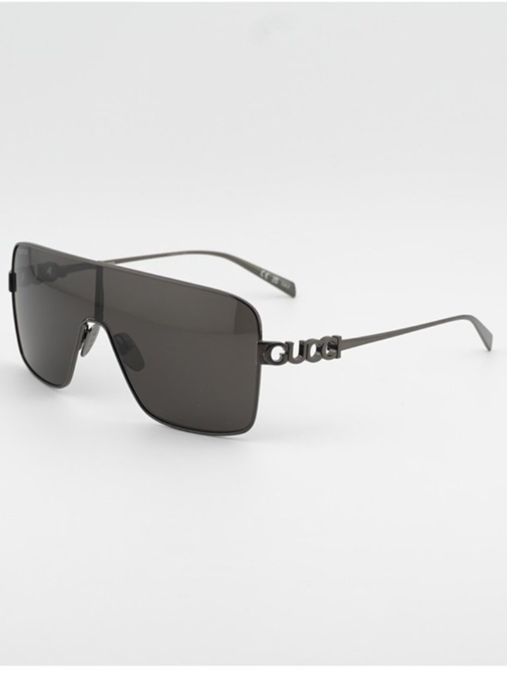 Gucci GG1936S 002 Sunglasses Gunmetal Grey Shield Frame, Grey Lenses